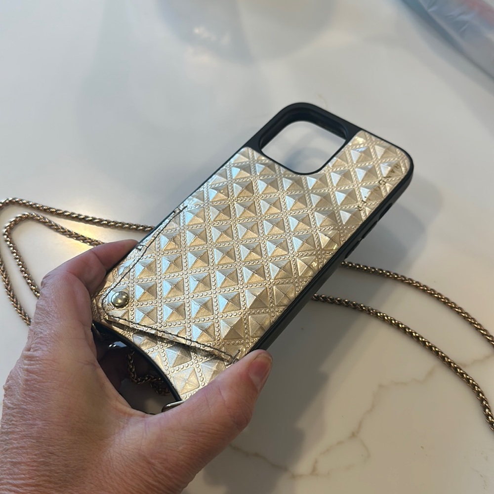 Cream Patent bandolier with gold strap 12 Pro Max